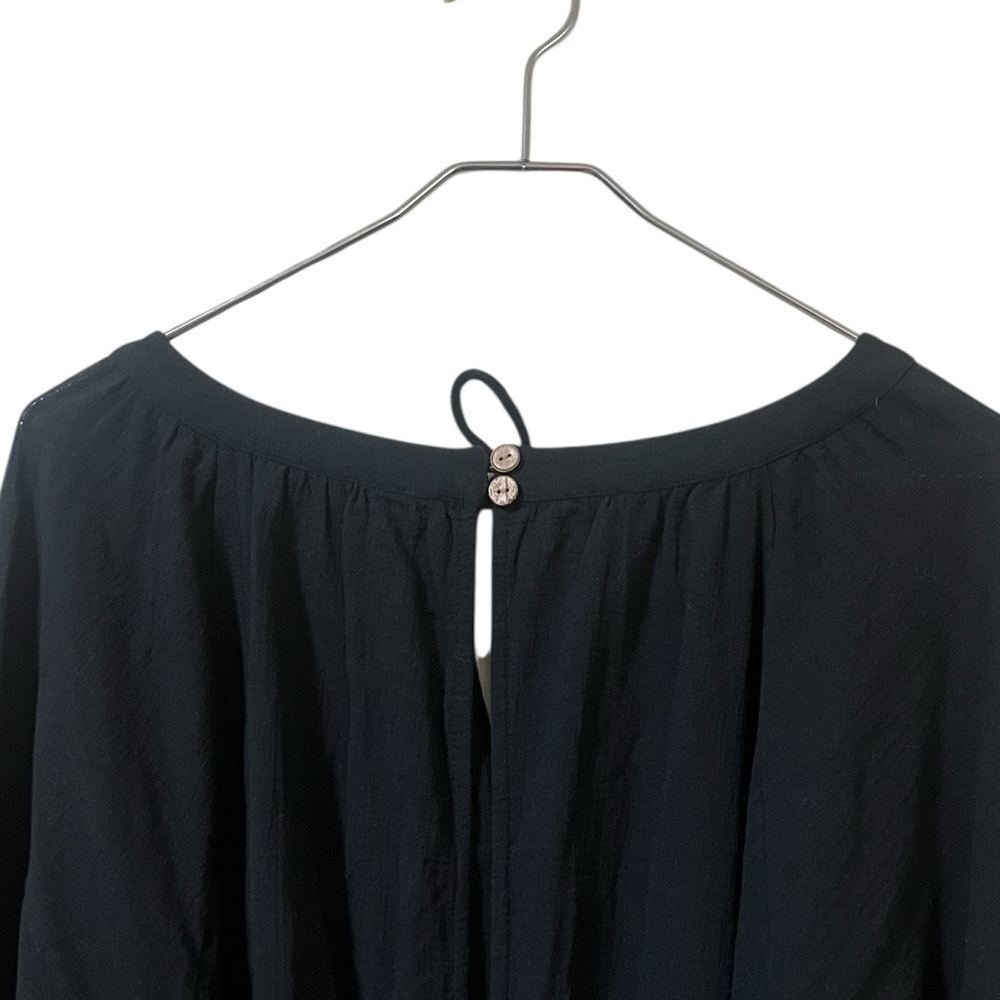 Free People the only one black mini dress long sleeve open back button details - Picture 8 of 14